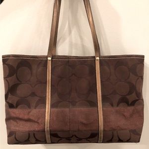 Large Brown Coach Signature Tote Bag EUC